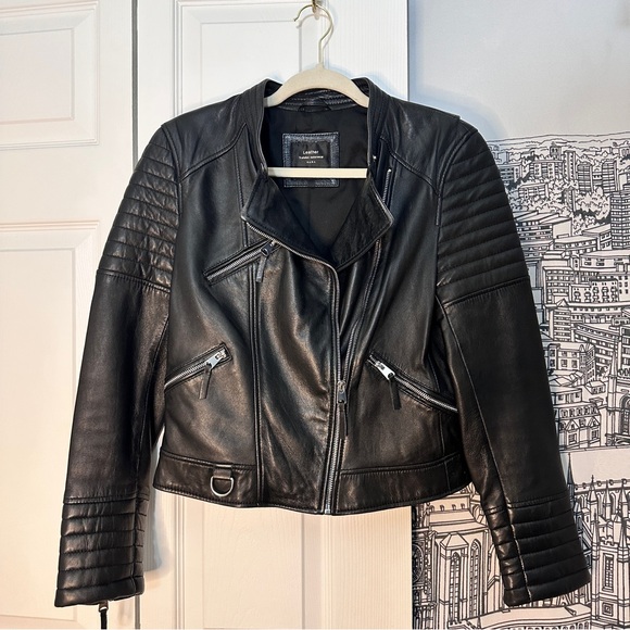 PREMIUM 100% Sheep Leather Quilted Biker Jacket Moto Zara M/L - Picture 6 of 15